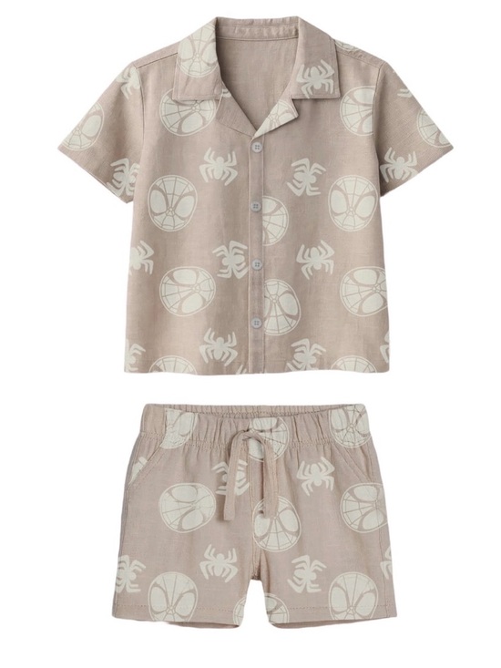 Marvel Other - Kids Short Sleeve in Light Taupe with Spider Print
